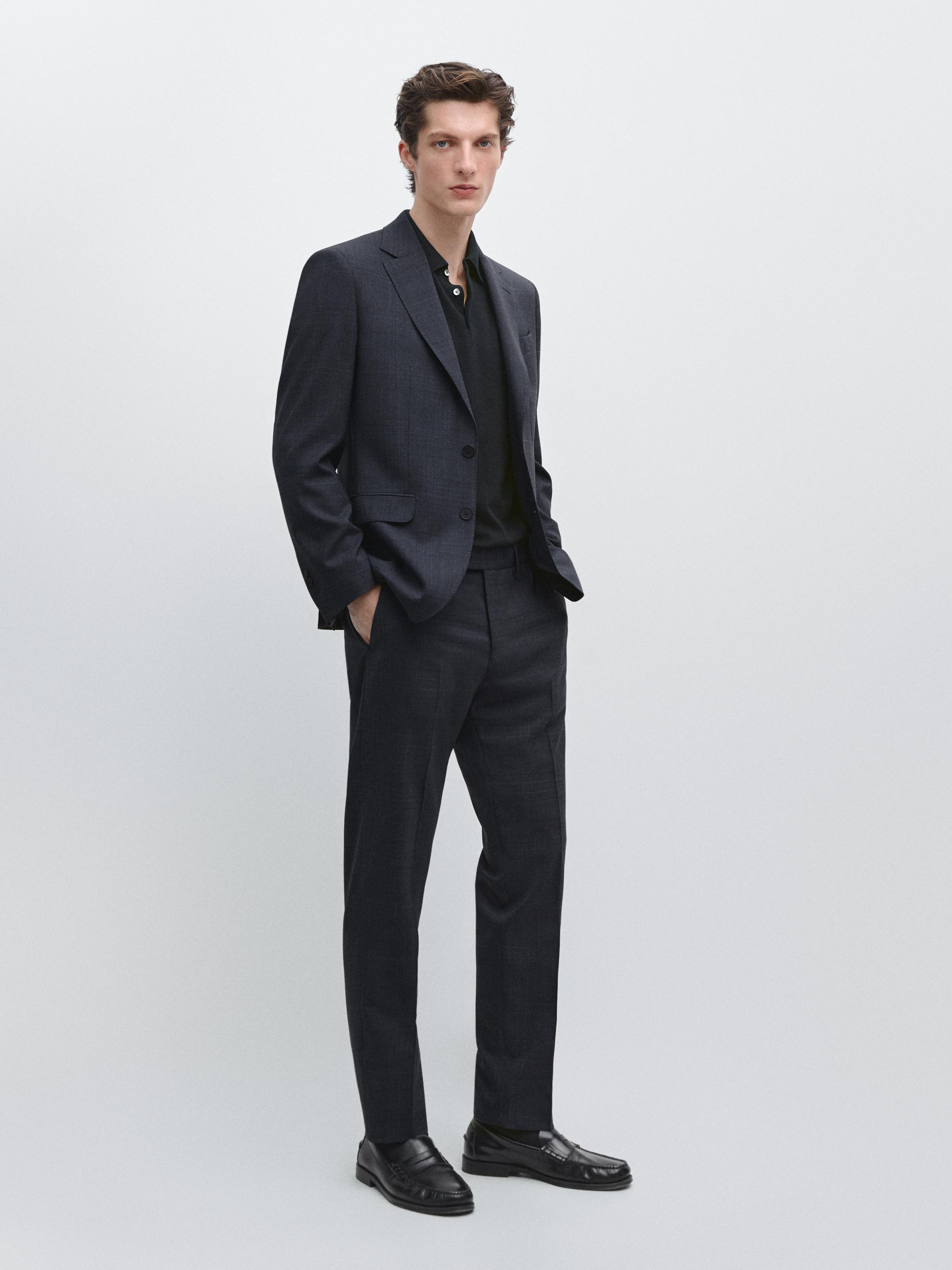Cool wool blend check suit blazer